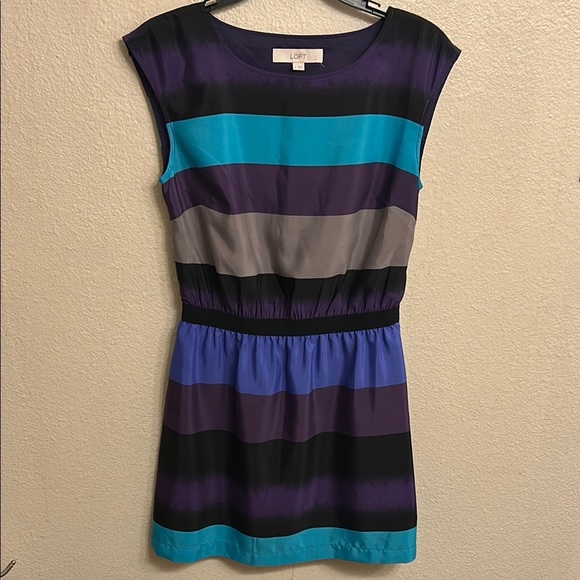 LOFT Black and Blue Sleeveless Sundress Mini Size Small - Picture 1 of 5